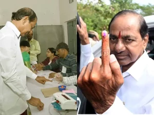 Telangana CM KCR voting, Siddipet district polling day, BRS campaign public meetings, Telangana election leaders vote, K T Rama Rao polling update,
