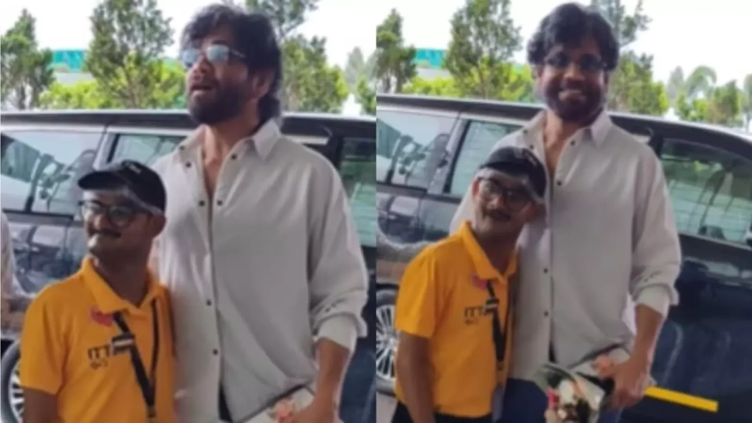 Nagarjuna meets differently abled fan pushed by bodyguard at airport