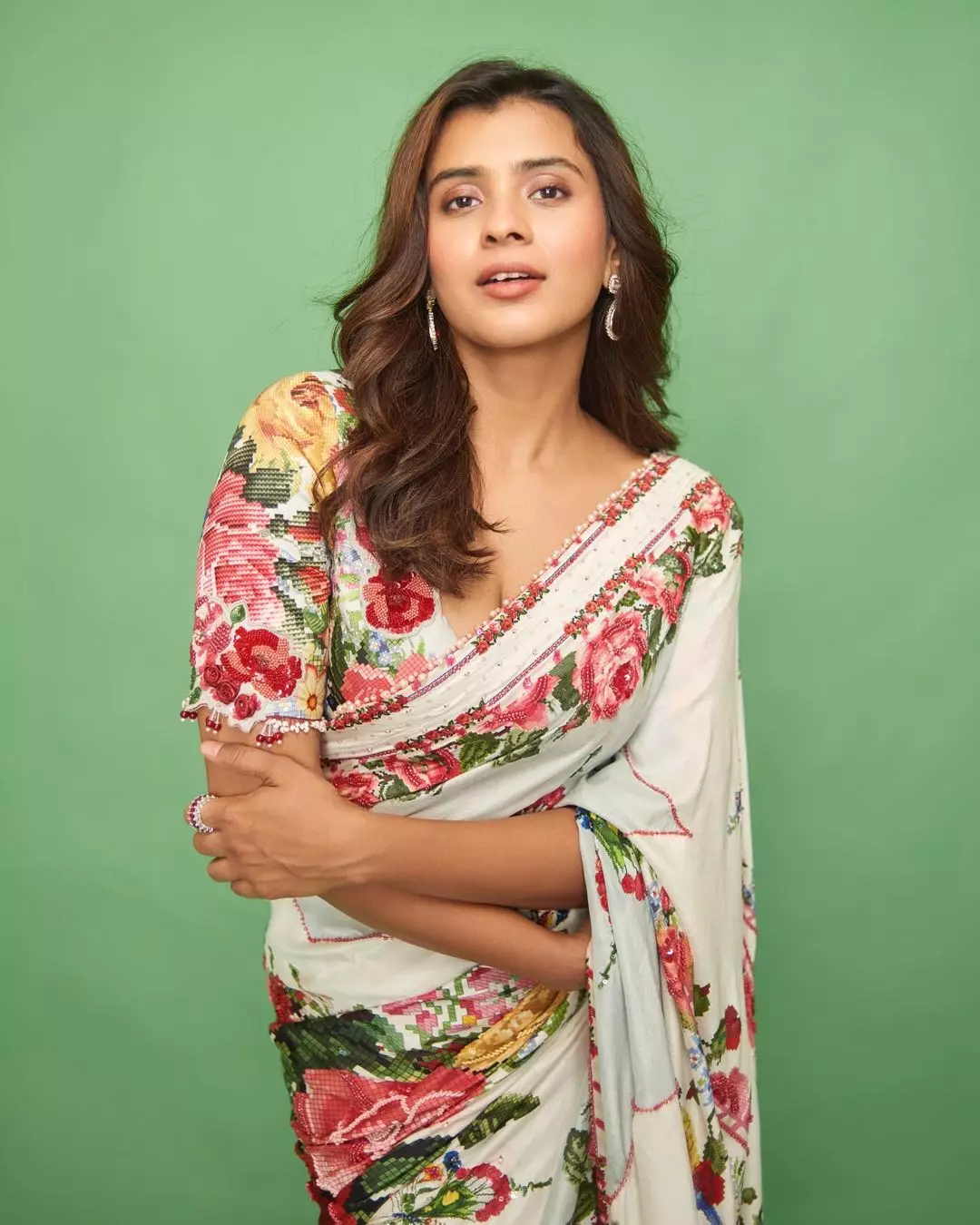 Hebba Patel in stunning floral saree